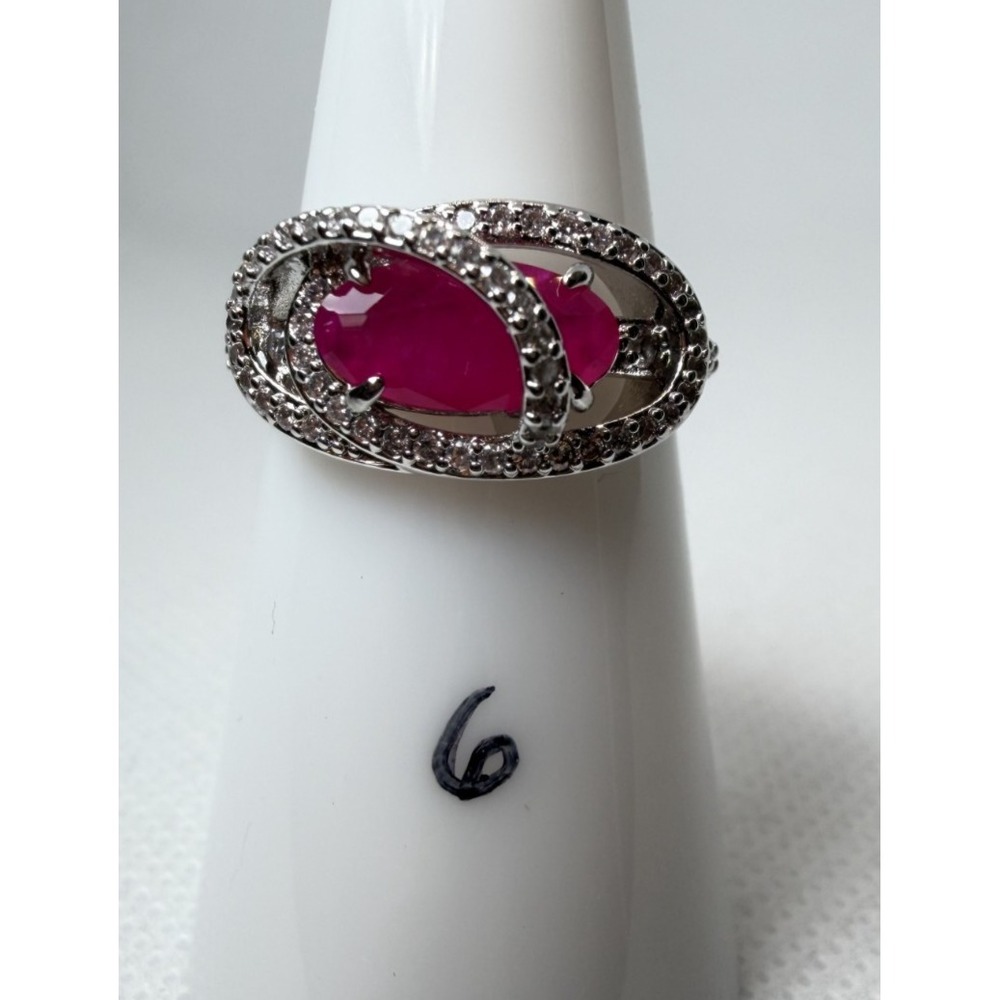 Ring Bomb Party Size 6 Pink Sapphire Rhodium Wrap Ring RG66453 Wrapped Unwrapped